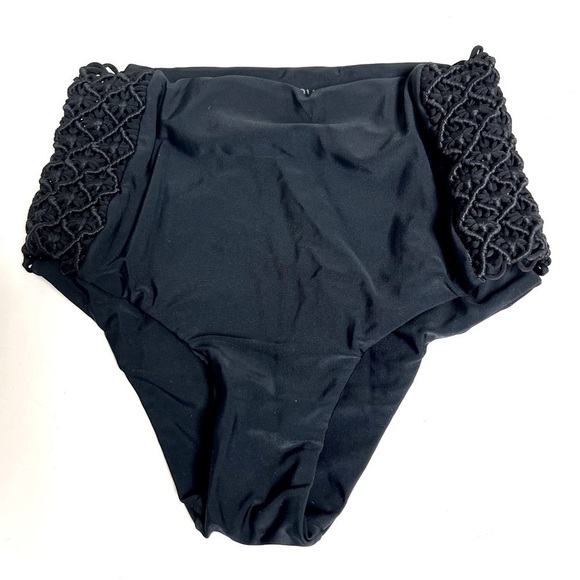 TORI PRAVER High waisted black crochet cheeky bikini swim bottom women’s size S - Picture 1 of 4